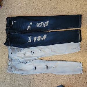 Lot of 2 skinny ripped high rise jeans